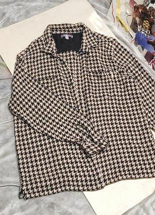 Сорочка жакет тепла принт гусяча лапка оверсайз фасон urban outfitters