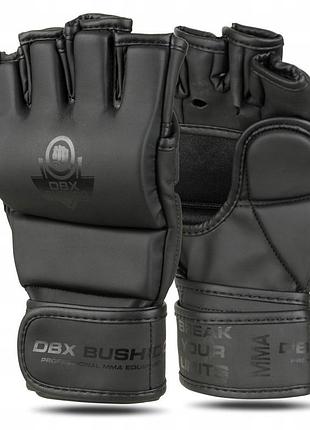Тренувальні рукавички mma для мішка-груші з хватом з довгим велкро dbx bushido для греплінгу чорні плоскі