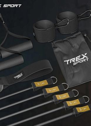 Набір з 5 гумових резисторів-експандерів для фітнес-вправ trex sport