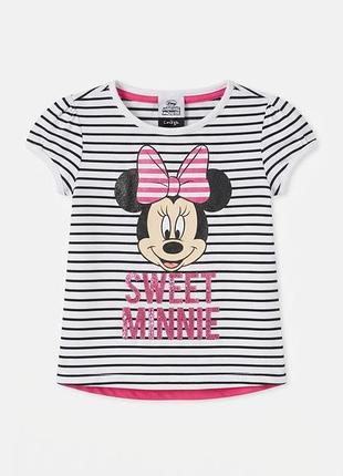Детская футболка disney minnie mouse / полосатая футболка для девочки с минни маус george