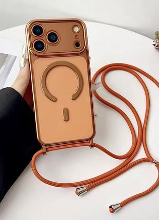 Чохол apple iphone 17 pro max з магнітним кріпленням, прозорим покриттям та шнурком-лан'ярдом