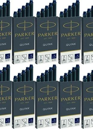 Набір 10 штук картриджів для перових ручок parker standard синього кольору 5 штук х10
