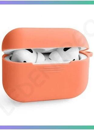 Чехол для airpods pro 3 slim силіконовий помаранчевий з карабіном для захисту навушників sku_271000034 sku_stcom_2710000345695