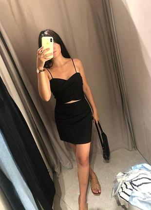 Вечірня сукня жіноча zara чорна міні на бретельках