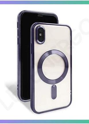 Чехол magsafe для apple iphone x xs фиолетовый накладка для смартфона с закрытой камерой и низом sku_2 sku_stcom_2710000284345