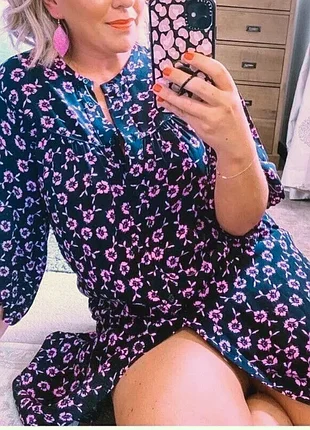 Платье миди черное 🌸 100% вискоза с рукавами-фонариками ✨ zara 💜 розовый цветочный принт оверсайз платье-рубашка