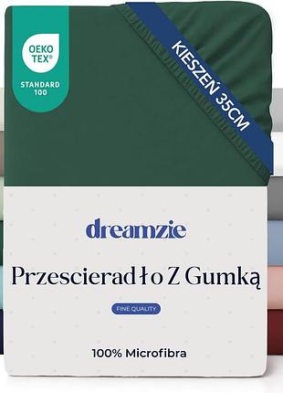 Dreamzie простирадло 160x200 накладка 35 см на товстий матрац – 100% мікрофібра – бензинова зелень сертифіковане без хімікатів