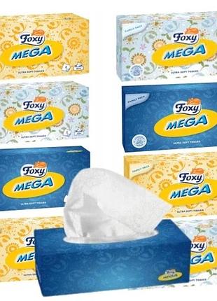 Набір 8 штук гігієнічних носовичків у коробці foxy mega ultra soft 200шт м'які