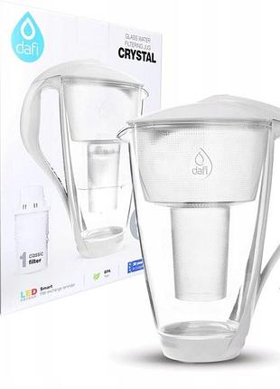 Глечик фільтрувальний dafi crystal led скляний білий + 1 фільтр classic