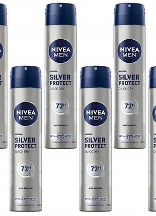 Антиперспірант чоловічий nivea men silver protect спрей 200 мл 6 шт.