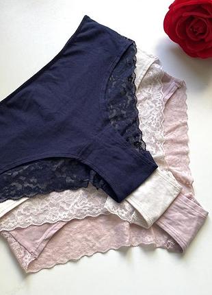 3 шт набір бавовняних трусиків з мереживом h&m