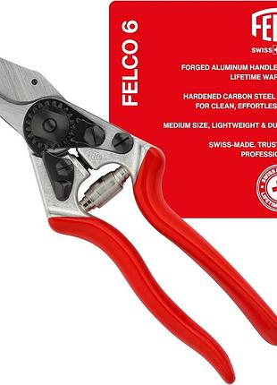 Felco 6 компактний секатор обвідний для середньої руки лезо 42 мм алюмінієві ковані ручки ергономічна головка точне різання до 20