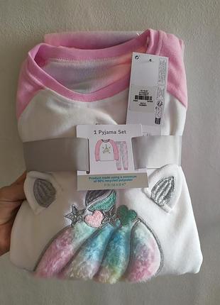 Піжама для дівчинк primark флісова з єдиноріжкою з дефектом