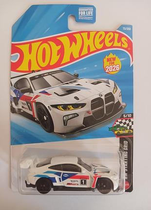 Колекційна машинка hot wheels bmw m4 gt3 біла
