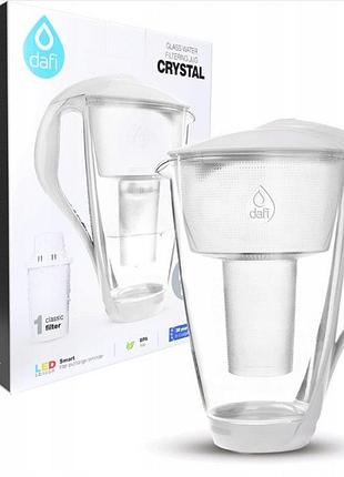 Фільтруючий скляний кувшин dafi crystal led білий + 1 класичний фільтр