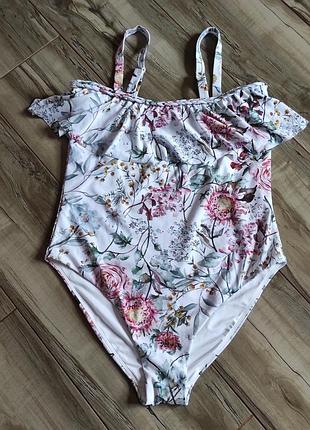 Женский слитный купальник в цветочный принт, размер l / xl