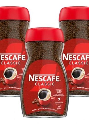 Nescafe classic розчинна кава банка 3x 200 г