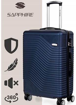 Середня подорожня валіза на колесах багаж з abs міцний код xl sapphire duo