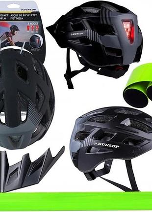 Dunlop велосипедний шолом розміру l з регульованим заднім led-підсвічуванням+ відблиск