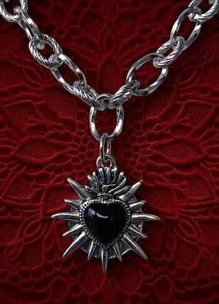 Колье женское victoria grig jewelry готическое с сердцем и шипами