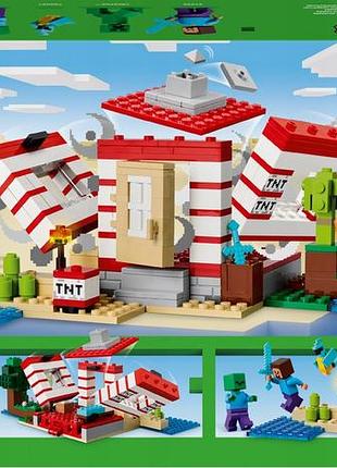 Конструктор lego minecraft 21275 "будинок tnt в джунглях" комплект в якості