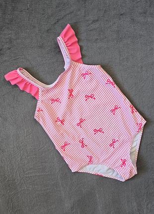 Купальник детский слитный для девочки розовый в полоску, shein, 7y