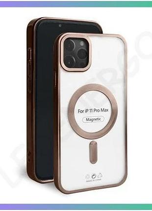 Чехол magsafe для apple iphone 11 pro max коричневый матовый чехол-накладка для смартфона sku_27100003 sku_stcom_2710000317852
