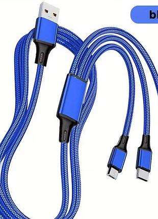 Кабель для зарядки 3 в 1 usb/lightning/micro-usb/type-c 2