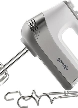 Миксер gorenje ручной 500вт, насадки-4 венчика, турбо-режим, белый-нерж