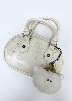 Маленька,біла, сумка chrome hearts