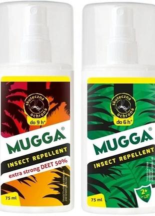 Mugga набір для сім'ї 2x спрей 9,5% і 50% deet засіб від комарів та кліщів muga