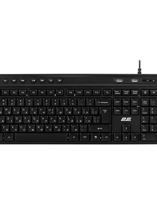 Клавиатура мембранная 2e ks1100 104key, 2xusb hub, usb-a, en/uk, черный