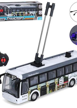 Троллейбус m 6396 р/у, акум, 21см, свет, резиновые колеса, usb зарядное, в коробке, 31,5-9,5-7,5см