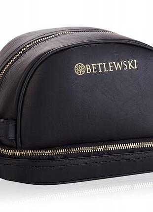 Косметичка betlewski epo-hbe051 чорна чоловіча жіноча велика на блискавці містка чорна
