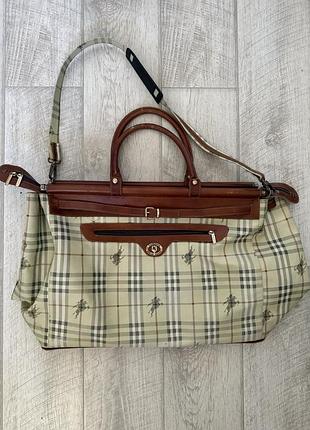 Дорожня сумка унісекс burberry nova check у клітинку, велика, з натуральної шкіри