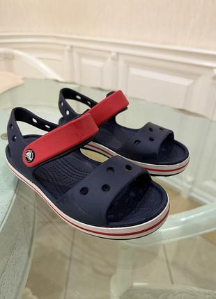Шльопанці для хлопчика crocs c12 сині з червоним, розмір 29