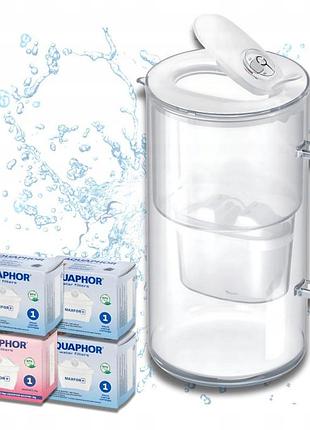 Фільтруючий кувшин aquaphor glass білий зі скла + 4 фільтра maxfor (1мг + 3)