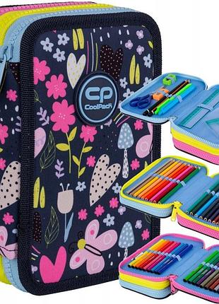 Пенал coolpack jumper 3 з наповненням colorino in the garden квіти