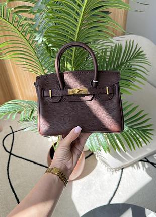 Сумка birkin 20 brown/gold 8