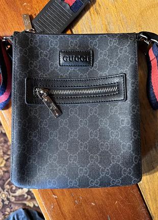 Сумка чоловіча gucci месенджер чорна