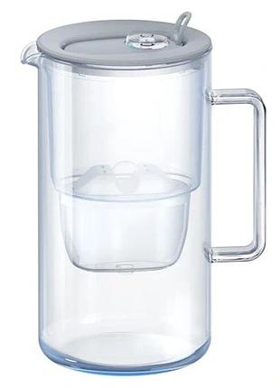 Фільтрувальний скляний кувшин aquaphor glass 2,5л з вставкою maxfor+ сірий