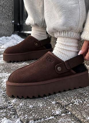 Угги угг уггі агг ugg lanah clog platform brown