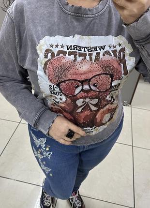 Свитшот в стразах коттон
