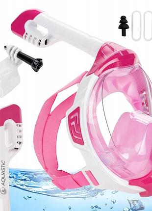 Маска повнолицева aquastic kai для снорклінгу рожевий l-xl system dry top