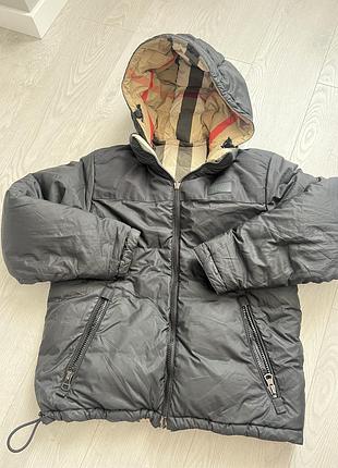 Пуховик чоловічий burberry rutland reversible down jacket чорний, у клітинку, розмір s