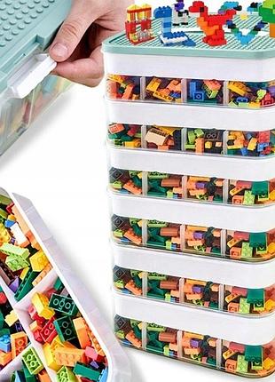 Контейнер для конструктора lego 6-поверховий багатошаровий органайзер з перегородками 44 л