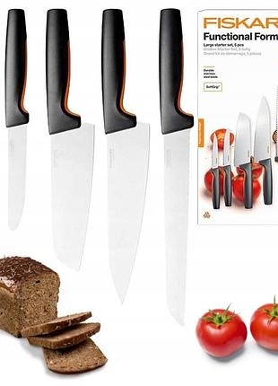 Fiskars ff набір з 5 кухонних ножів у великій коробці стартовий набір гострі