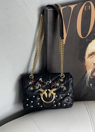 Женская сумка pinko mini love puff sea jewels bag черный