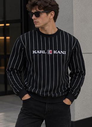 Чоловічий світшот karl kani чорний у білу смужку