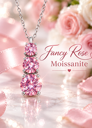 Эксклюзив! колье с муассанитами "fancy rose" 1,8 сt. муассанит